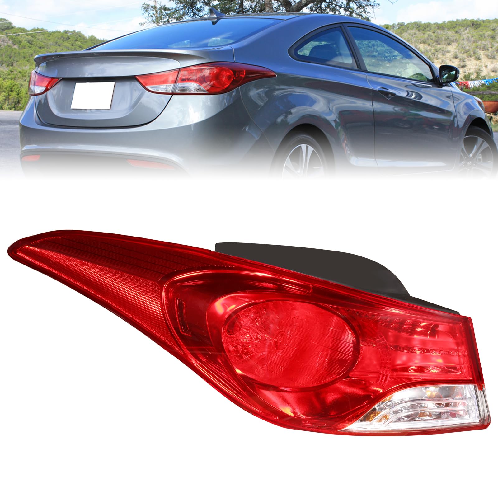 Photo 1 of **CRACKED** Boine Left Driver Side Tail Light Compatible With 2011 2012 2013 Hyundai Elantra Rear Light Brake Lamps Replaces 924013Y000 HY2804119 (Left Driver Side)
