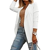Womens Casual Long Sleeve Blazers Solid Color Knit Blazer Work Office Open Front Blazer Jacket