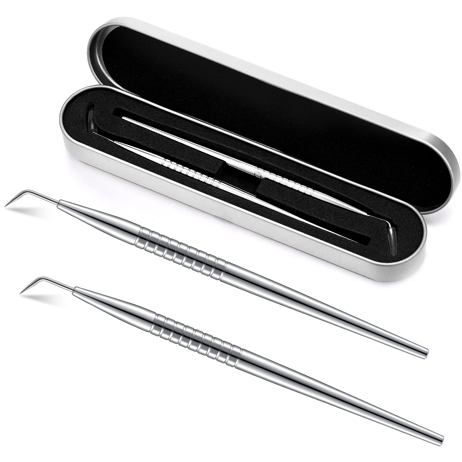 Photo 1 of 2 Pieces Eyelash Lift Tool Lash Separator Tool Stainless Steel Lash Lifting Perm Tool Lash Eyelash Perm Applicator Eyelash Extensions Supplies for Eyelash Lifting and Separating (Silver)