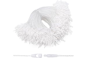 EUSOAR String for Tags, 5.9" 1000Pcs Nylon Gift Garment Price Hanging Tag Rope Snap Lock Pin Security Loop Fastener Hook Ties for Present Clothing Shoes Luggage Labels-White