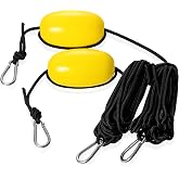 Lewtemi 2 Pcs 33 ft Marine Rope Kayak Buoy Float with Hook, Black | Floating Tow Line with Stainless Steel Hooks, Drift Anchor System for Fishing Boat, Kayaking Throw Line, Yellow Black Rope