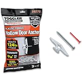 TOGGLER Toggle TA Hollow Door Anchors with Screws, 5 Pack | Polypropylene hollow door anchors with screws for #8 to #12 fasteners