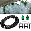 KINGSO 10m Home Garden Patio Misting Micro Flow Drip Irrigation Misting Cooling System with 10pcs Plastic Mist Nozzle Sprinkler for Plant Flower