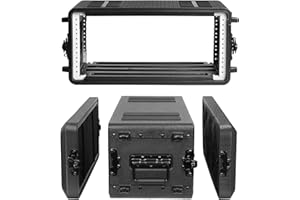 Diandian 4U Rack Case Shallow 11" Depth, 19" Rackmount Flight Case, Watertight Dust-Proof, Shock Mount for Amplifier, Pro Audio, DJ Mixer, Effects with Microphone Compartments