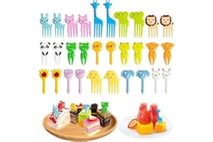 30-Piece Cute Animal Fruit Forks Set - Cartoon Snack Forks for Bento, Dessert, Party