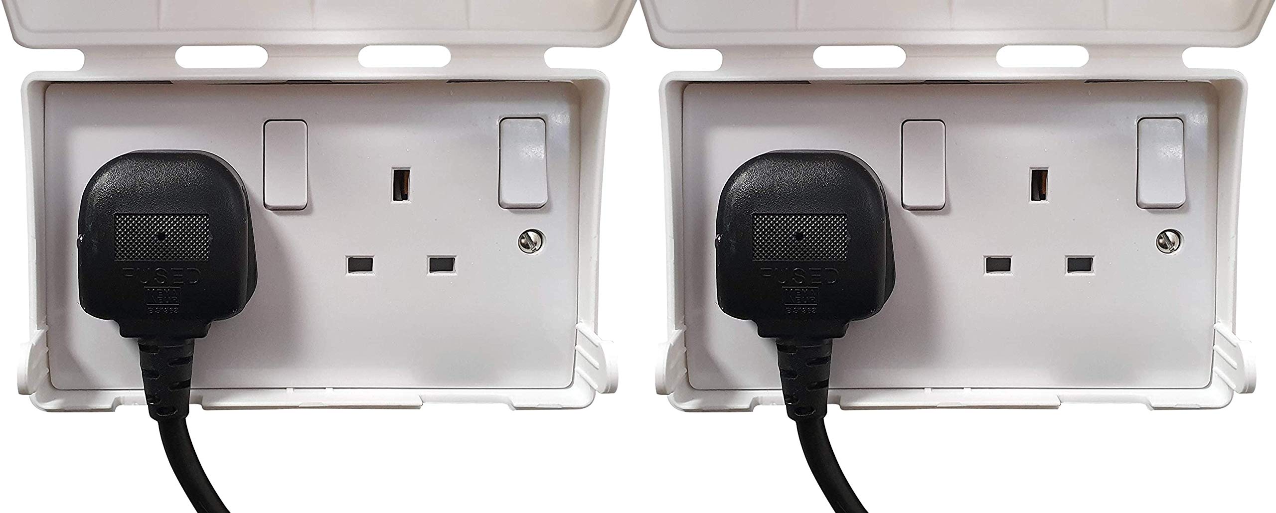 BabySecurity Electric Plug Socket Cover (2 Pack, Double) Prevents Tampering Accidents, Ideal for Home, School and Nurseries - White UK 3 Pin Plug