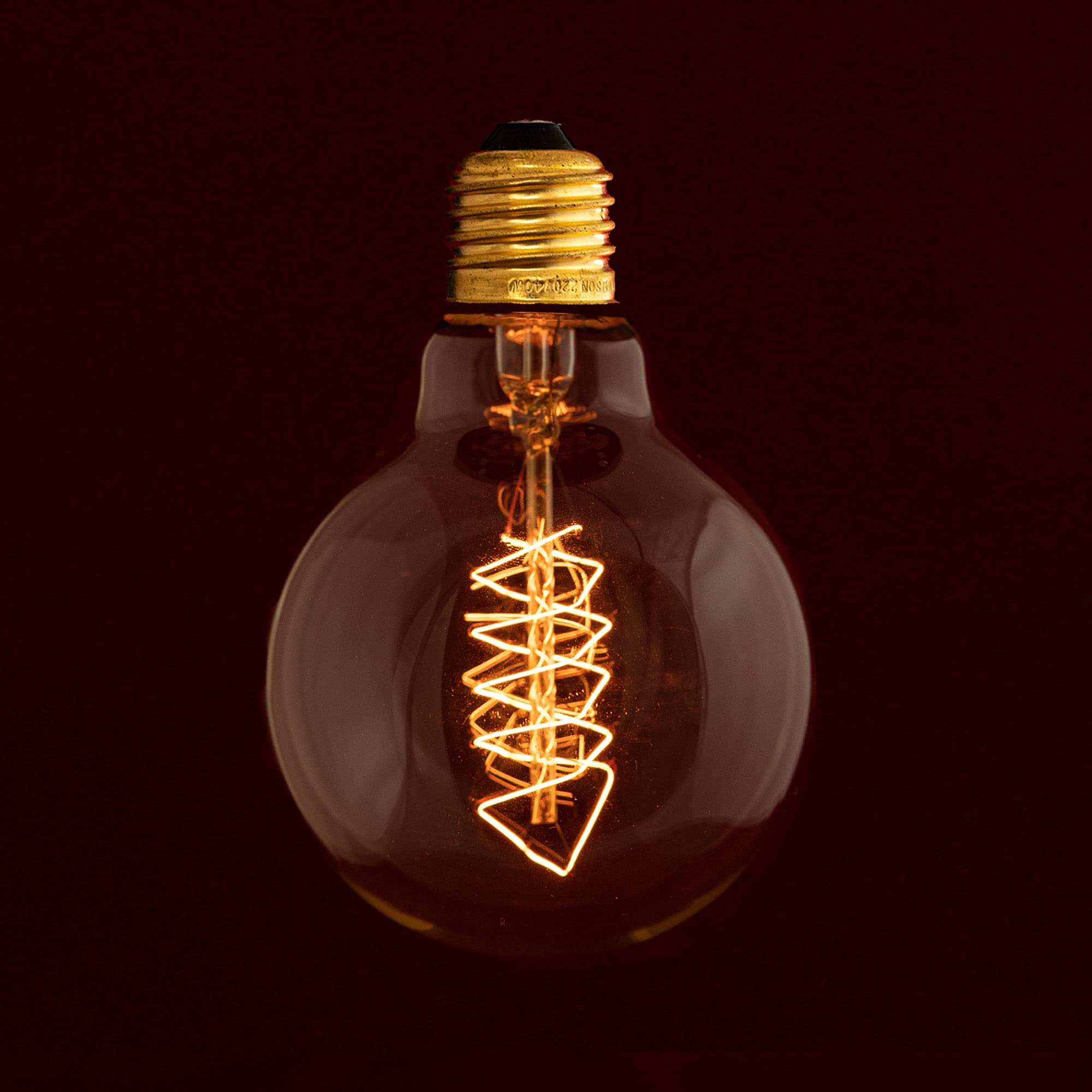 William & Watson Globe Edison Light Bulb Spiral Filament Industrial Round Shape Amber Glass (Medium (80mm Width))