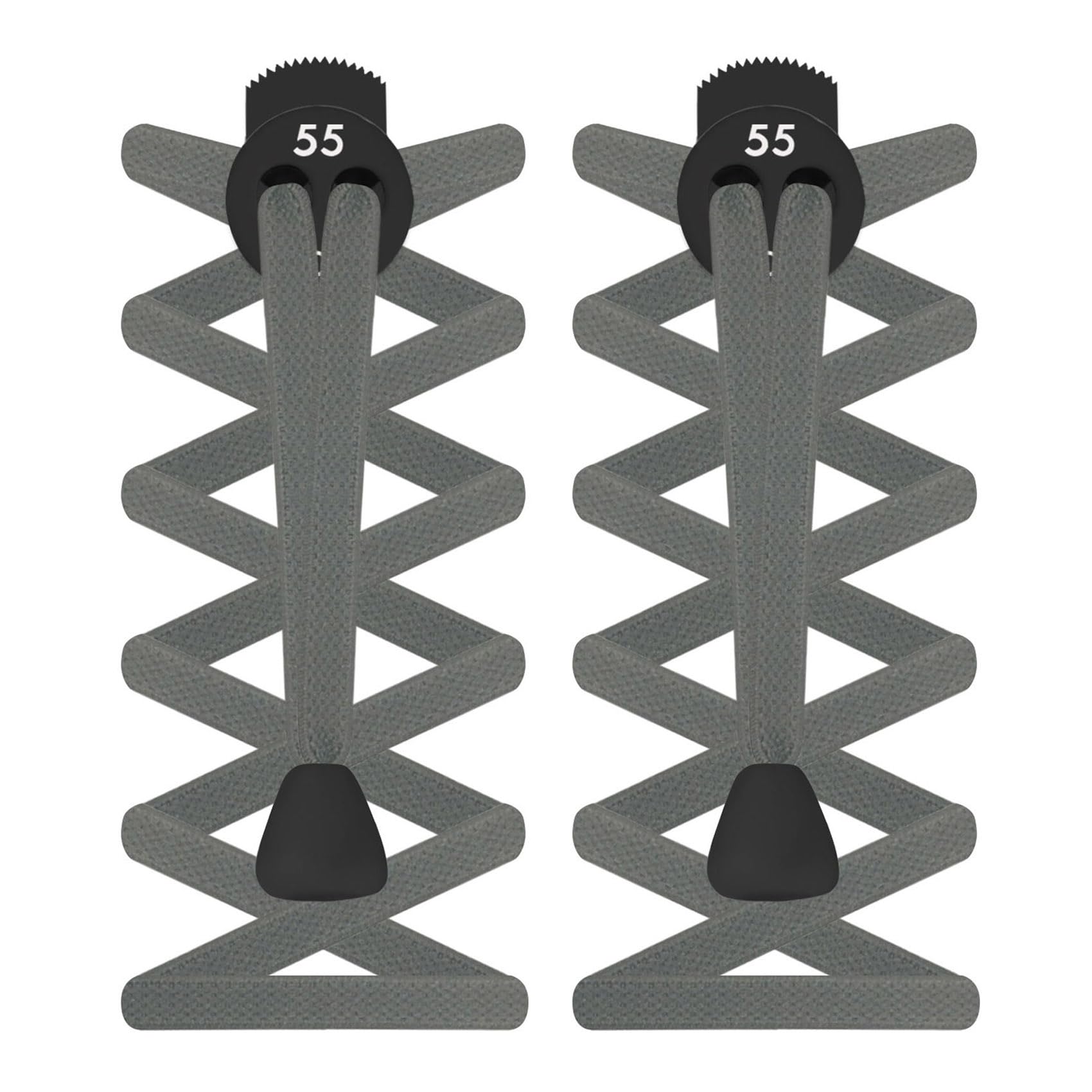 55 Sport FLAT Elastic Lock Shoelaces (Grey (3 Pack))
