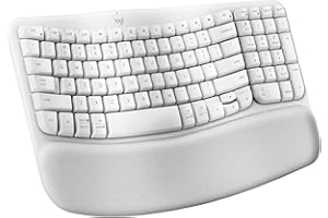 Logitech Wave Keys Wireless Ergonomic Keyboard with Cushioned Palm Rest, Comfortable Natural Typing, Easy-Switch, Bluetooth, Logi Bolt Receiver, for Multi-OS, Windows/Mac - Off White