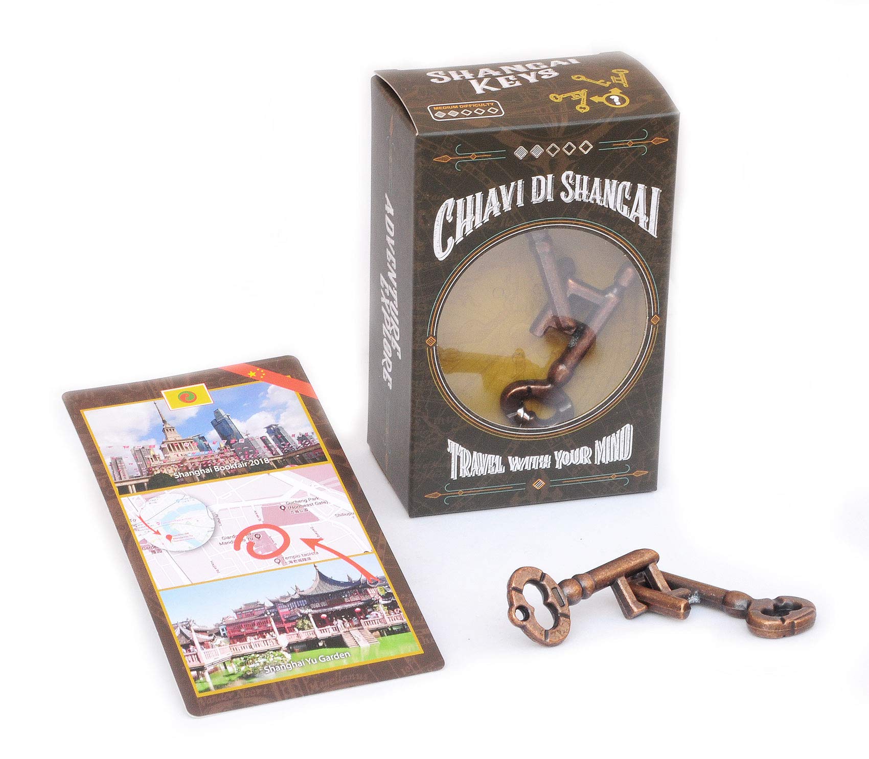 Logica Puzzles Art. Shangai Keys - Metal Puzzle - Difficulty 2/6 Medium - Cast Puzzle - Travellers Collection