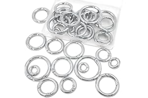 20PCS Trigger Spring O Rings, Zinc Alloy Round Carabiner Snap, Heavy Duty Hooks Clip, 5 Styles Multi-Purpose Snap