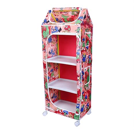 Little Ones | 4 Plastic Shelves Baby Foldable Wardrobe (Made in India), Unbreakable Material,