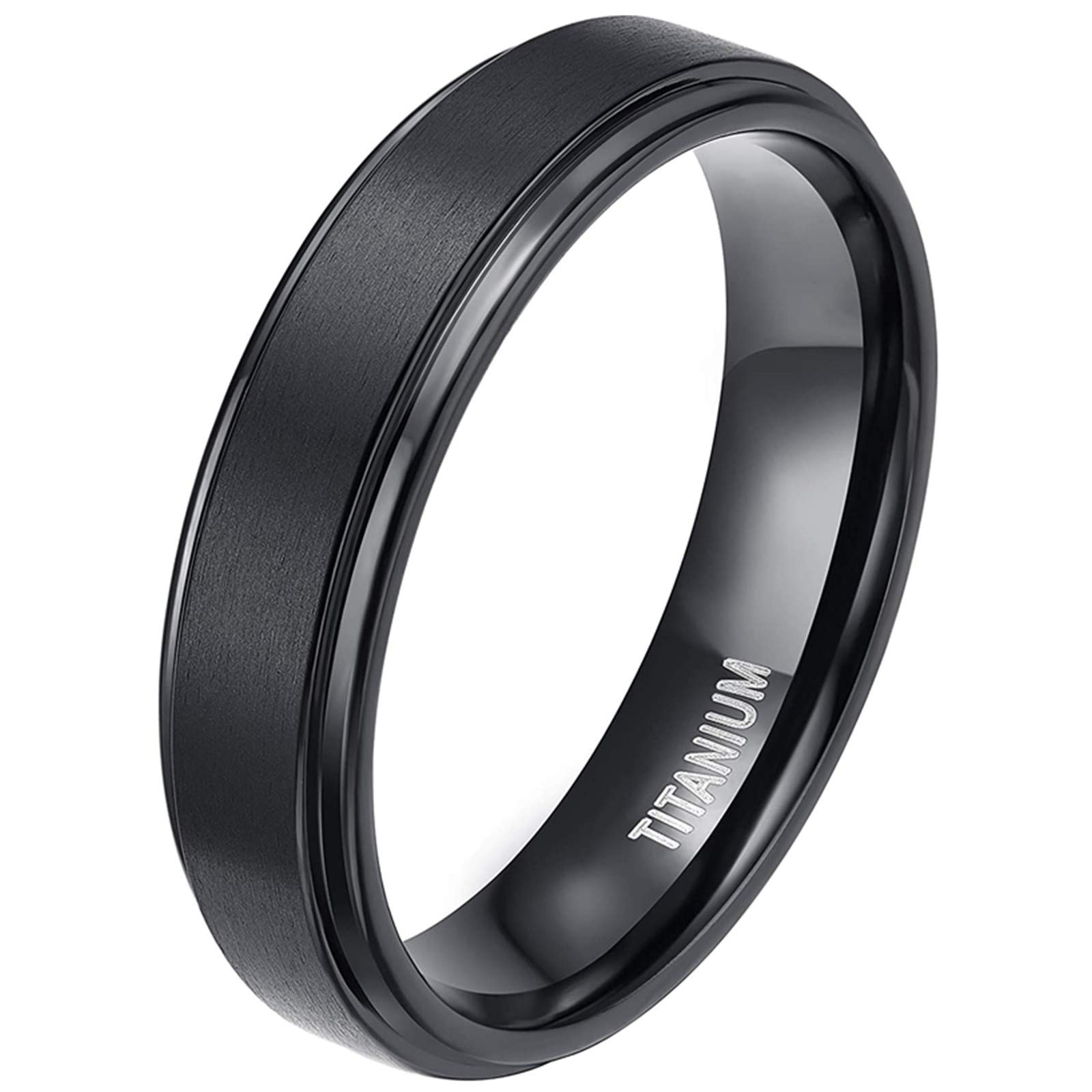 Zakk Men's Women's Titanium Engagement Rings Wedding Band Brushed Black Comfort Fit 4mm 6mm 8mm (6mm,Size J 1/2)