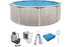 Aquarian Above Ground Pool Kit w/Pump & Leaf Skimmer, Phoenix Steel-Frame, 21', Transparent - Large Heavy-Duty Outdoor Family Swimming Pool for Backyard, Patio, and Yard