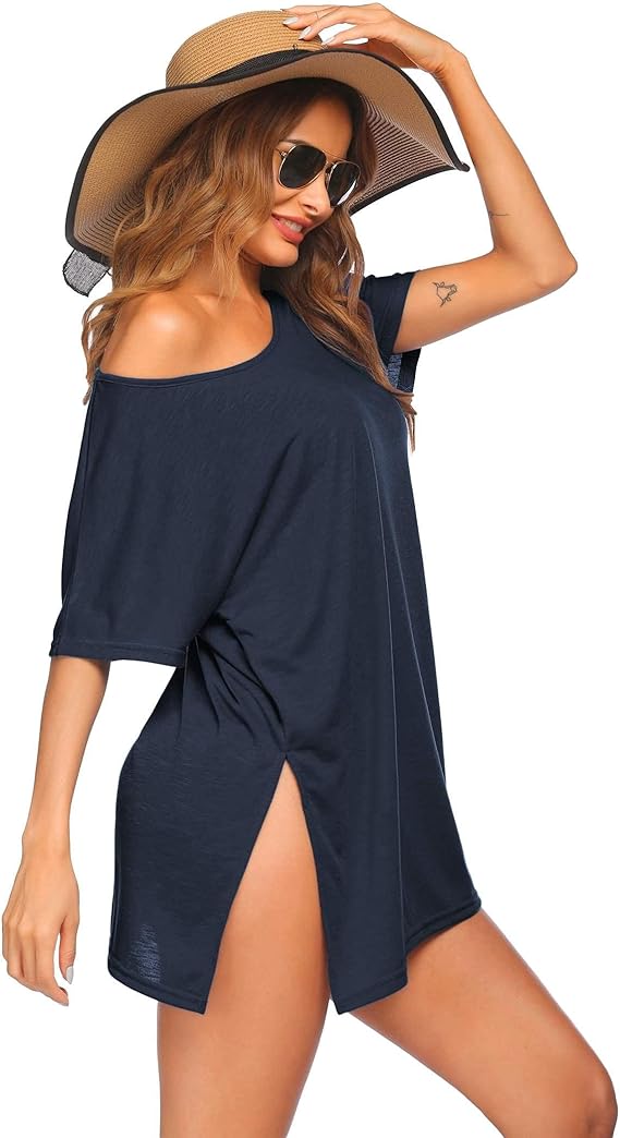 Ekouaer Women's Beach Cover Up Short Sleeve Swimsuit Cover Ups Summer
