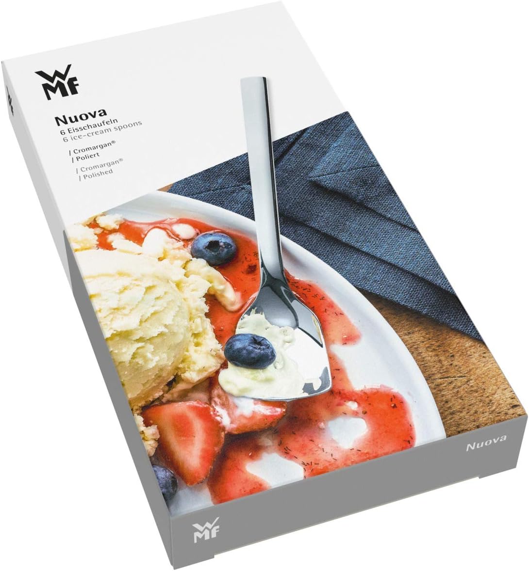 WMF Ice Cream Spoon Set 6-Piece Nuova Cromargan Stainless Steel Polished, Silver, 20.6 x 27.1 x 10.6 cm - Image 4