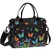 Aslsiy Lunch Bag for Girls Fantastic Flying Butterflies Kids Insulated Lunch Bags Women Tote Bag for Office School M