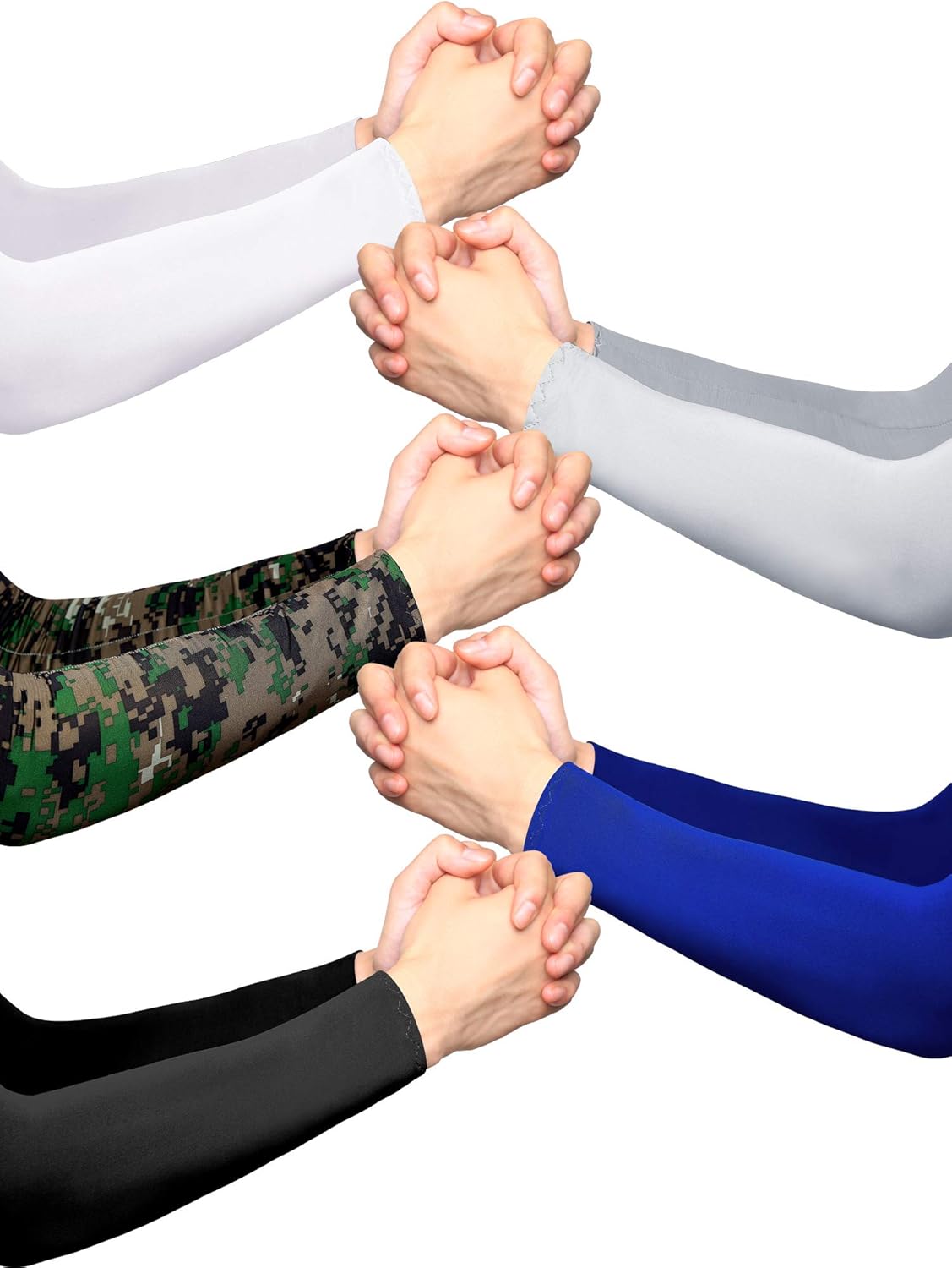 Boao 10 Pairs UV Protection Cooling Arm Sleeves Anti-Slip Ice Silk Arm Cover for Men (Classic Colors): Clothing