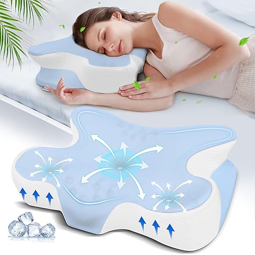 Mixiniso Memory Foam Cervical Pillow for Neck Pain Relief - Ergonomic Contour Pillow for Side, Back & Stomach Sleepers, Orthopedic Neck Support with Cooling Pillowcase