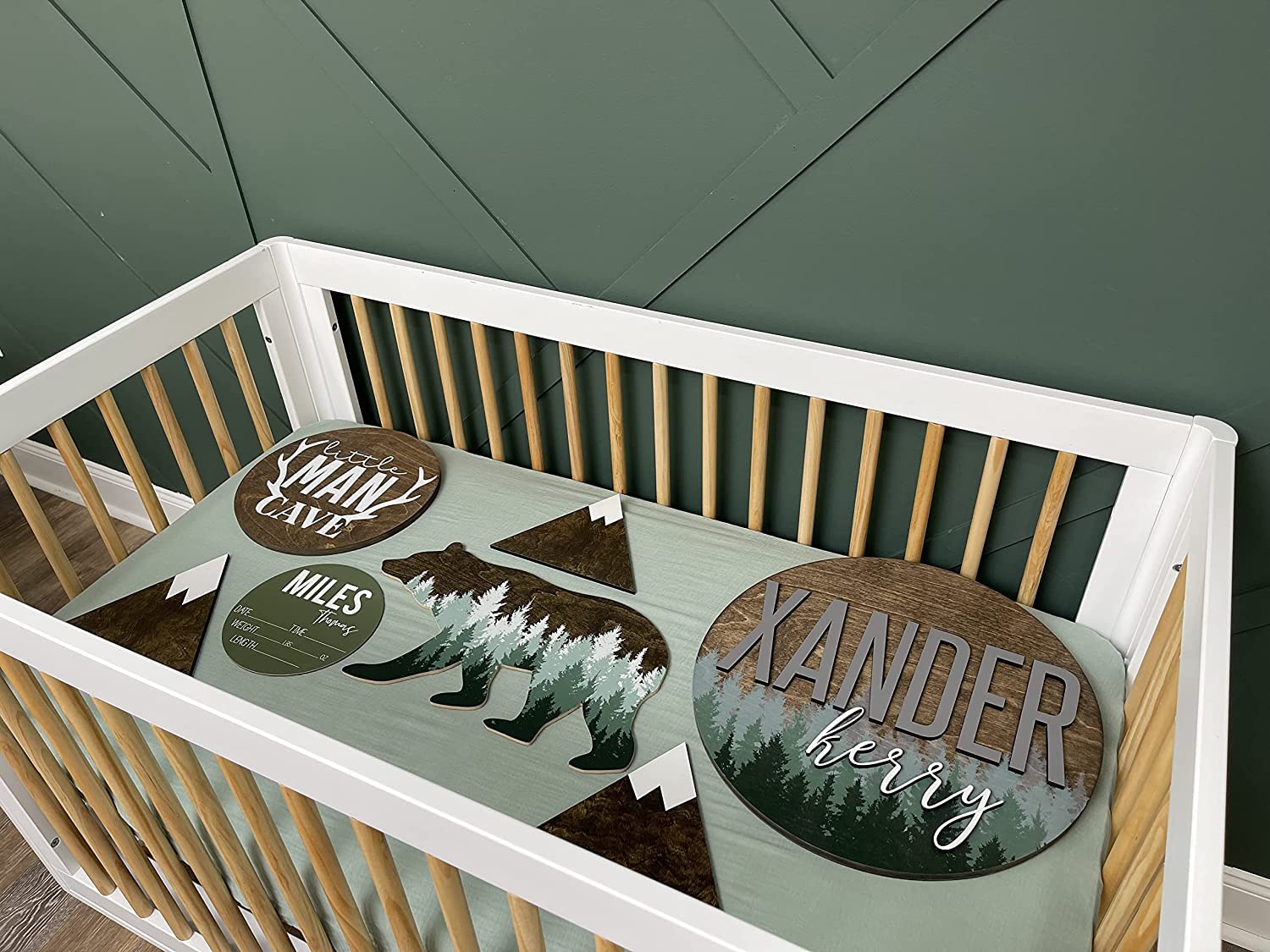 Pine Tree Nursery Name Sign, Personalized Wooden Wall Plaque, 18