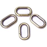 Bobeey 4pcs Carabiner Metal Spring Key Ring, Snap Hooks Clip, Keyring Buckle, Oval Ring for Bags, Purses BBC39
