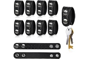 SUNYIWJIE 10 Pcs Leather Belt Keepers 2 1/4'' Duty Belt Keepers with Double Snaps Weave Buckle Belt for Police Military Equipment Accessories Outdoor Sports