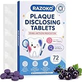 RAZOKO Plaque Disclosing Tablets,Dual-Action Indicator,Blackcurrant,72CT | Dental Disclosing Tablets,Individually Wrapped,Helps Visualize Plaque for Better Oral Care