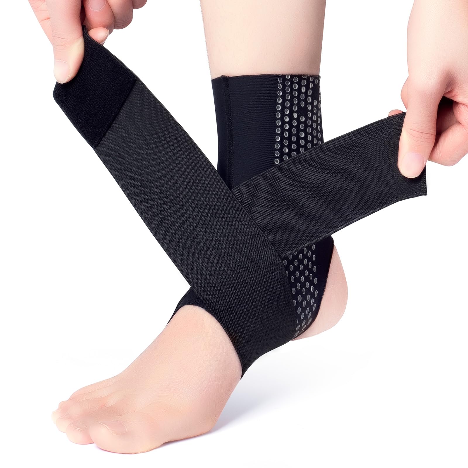 Photo 1 of Galvaran Ankle Brace, Adjustable Breathable Compression Ankle Support?for Men and Women with Sprained Ankles, Ankle Wrap Stabilizing Ligaments, Plantar Fasciitis Relief