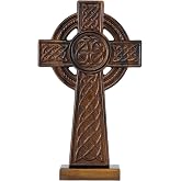 DAICAT - Hand-carved Wooden Celtics Wall Cross, 10 Inch Celtic Cross for Home Decor, Spiritual and Religious Wall Art D&eacute;cor, Unique Gift for Birthday, (No 4)