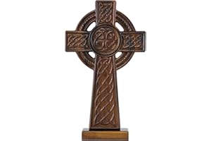 DAICAT - Hand-carved Wooden Celtics Wall Cross, 10 Inch Celtic Cross for Home Decor, Spiritual and Religious Wall Art Décor, Unique Gift for Birthday, (No 4)