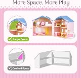 Giant bean Pink Wooden Dolls House with Dolls & Furniture, Foldable Portable view 8