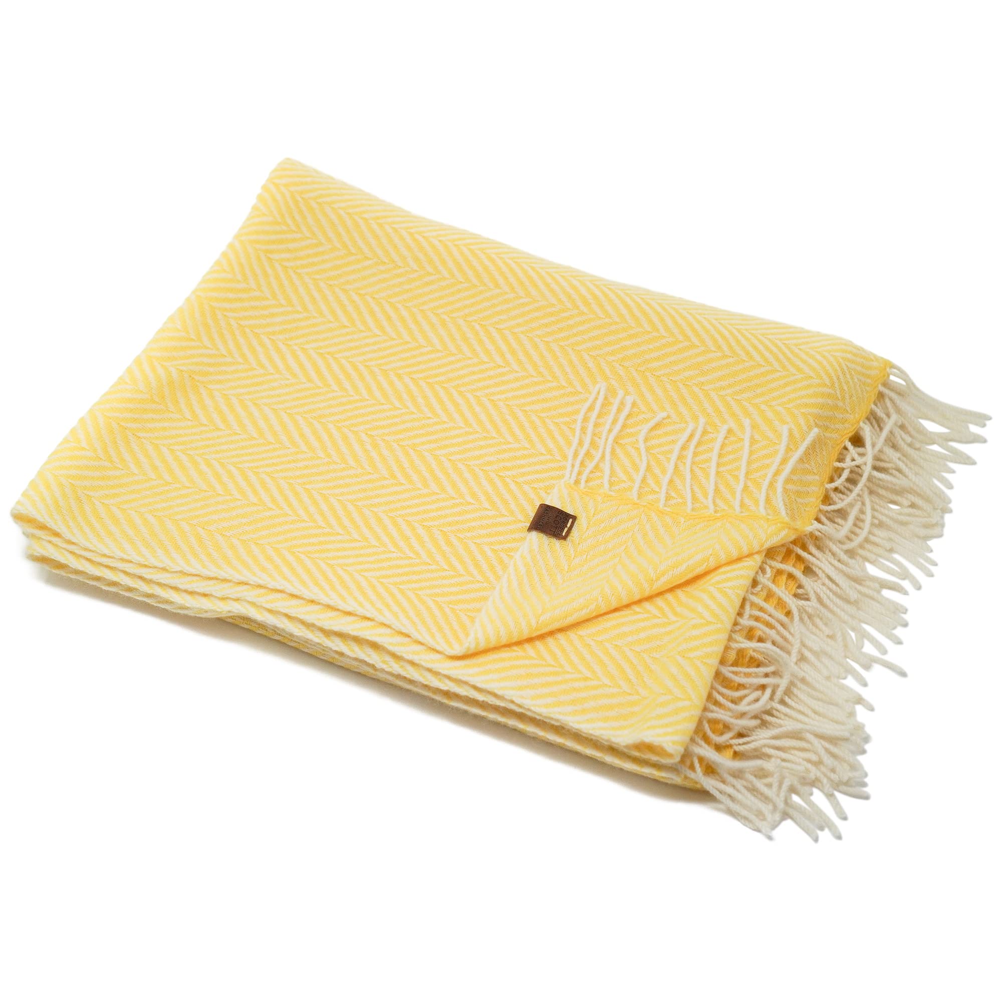 Borges & Scott Signature - 100% Cashmere Blanket Throw - Lemon HB — image 1