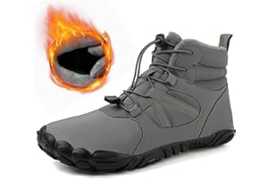 ELIOGN Barefoot Shoes Fur Lined Winter Mens Wide Toe Box Trail Runner Women Zero Drop Sole High top Walking Shoes Minimalist Outdoor Hiking Trekking Boots Sneakers