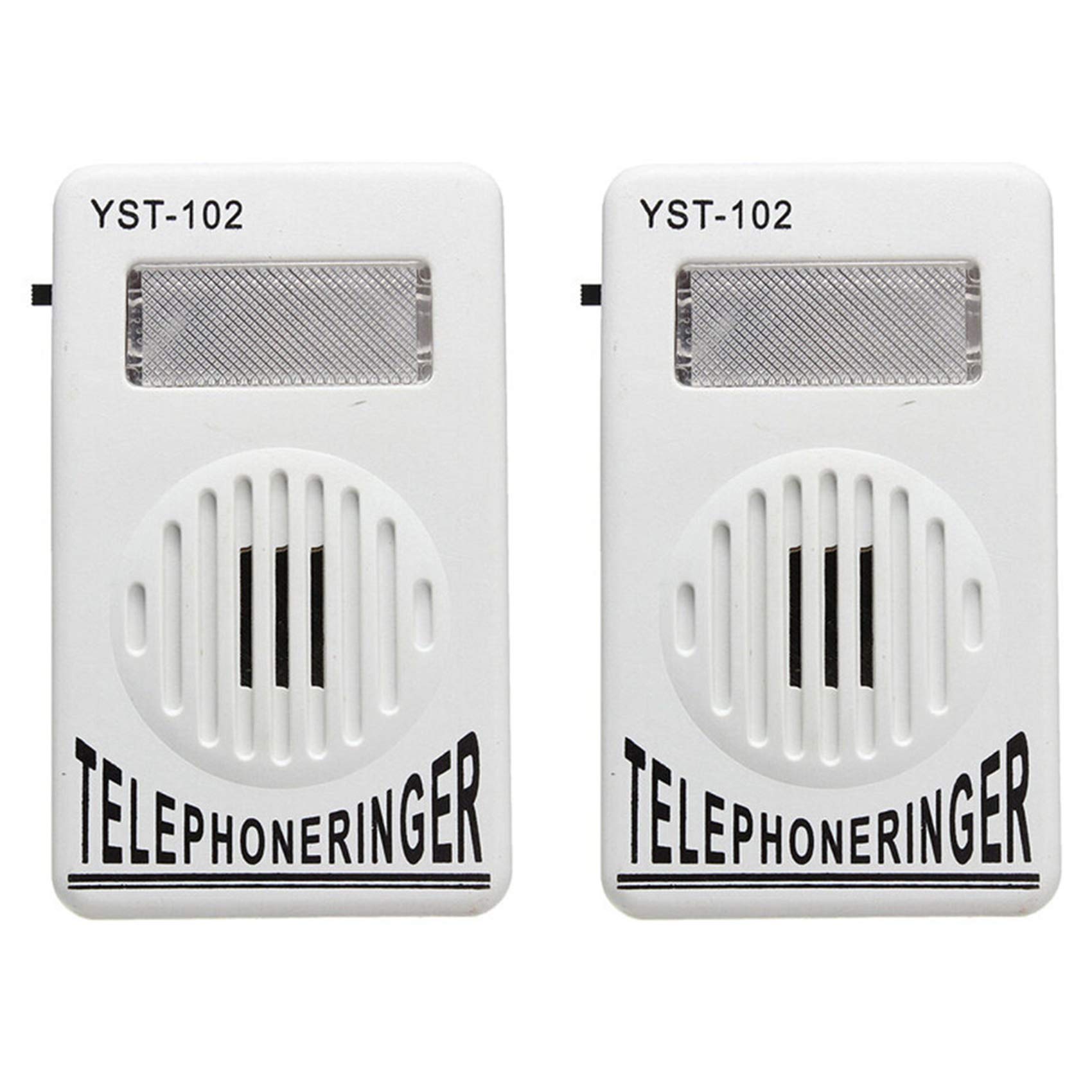BAAQII 2PCS 95dB Telephone Ring Ringer Amplifier, Help Strobe Media Player, Flasher Extra-Loud Home Bell Telephone Ringer Amplifier Volume Speaker for Oldman