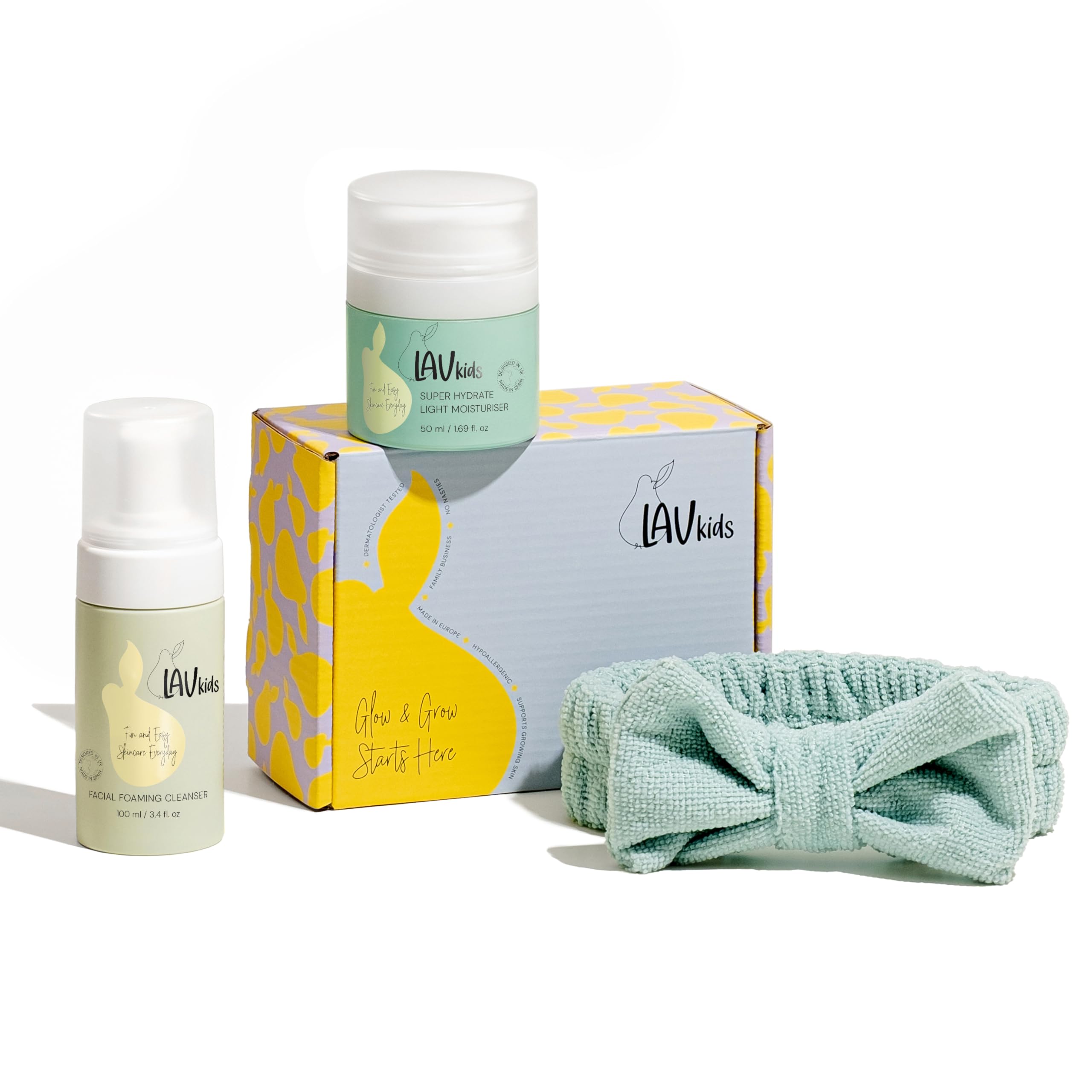 Lav Kids Moisturising Skincare Bundle- Foaming Facial Cleanser 100ml & Face Moisturiser 50ml (green, blue) — image 1