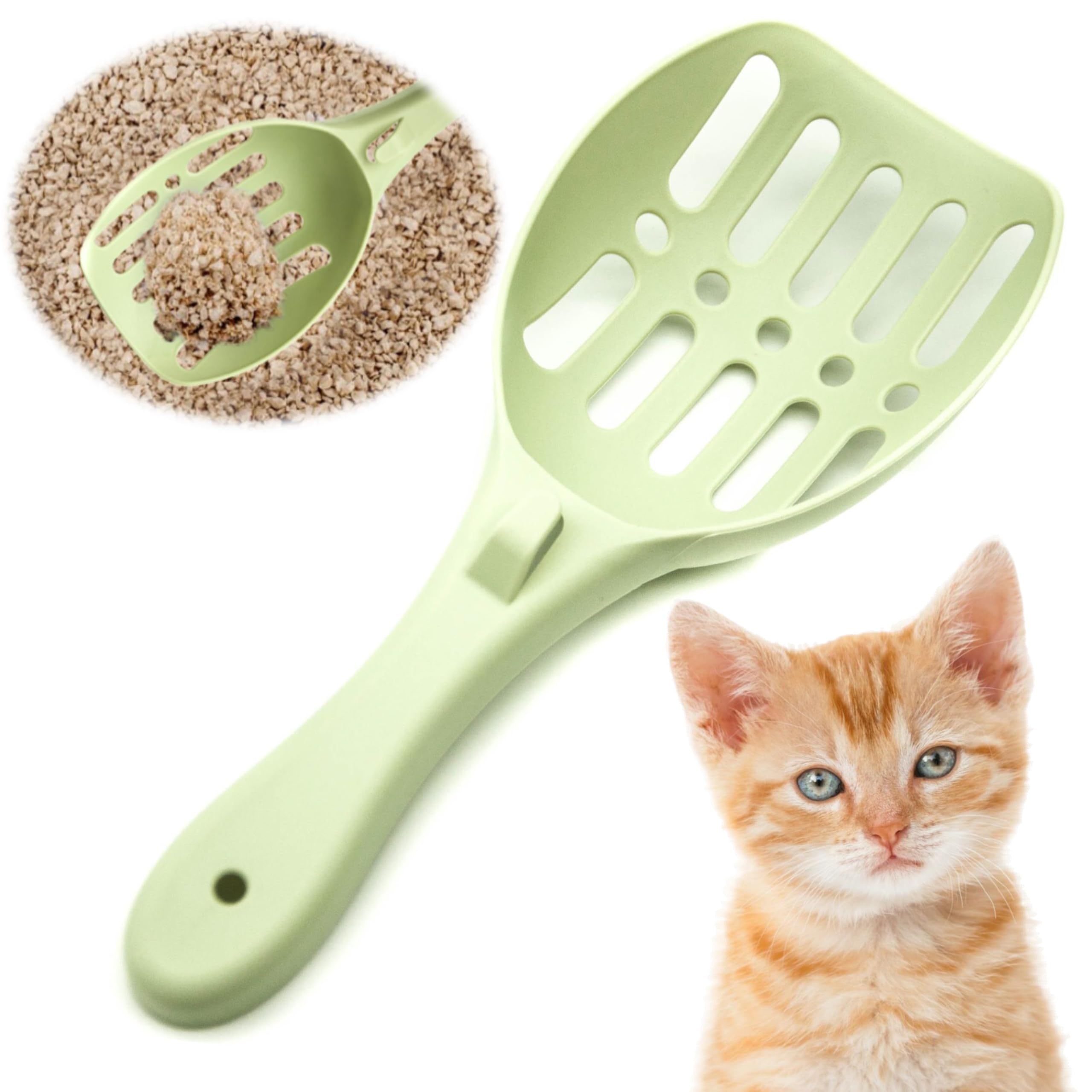 Petopedia Strong Cat Litter Scoop – Plastic Shovel for Cats Litters, Poop Scoop – Handy Sand Sifter, Sieve Cleaning Tool – Used with Litter Box and Trays for Cats & Kittens (Green, Small)