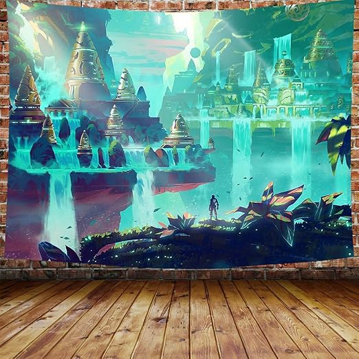 Amazon Co Jp Joocar ファンタジーゲームシーンタペストリービデオゲーム壁掛け居間の寝室の寮の家の装飾の芸術のタペストリー ホーム キッチン