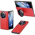 AXUEQIN Case for Vivo X Fold 3/3 Pro, Real Leather Case with Screen Protector Kickstand Camera Protection All-Inclusive Shockproof Case (forXFold3Pro,Red)