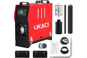 Likaci Diesel Heater All in One 5KW-8KW 12V/ 24V Portable Diesel Air Car Parking Heater with Upgraded LCD Switch Display and Remote Control, Fast Heating, for RV, Garage, Car Trailer, Truck, Boat-Red
