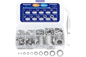 Hengzemei 780pcs Flat Washers for Screws Bolts 304 Stainless Steel Washers Metal Assortment Set Hardware Gasket Kit M2 M2.5 M