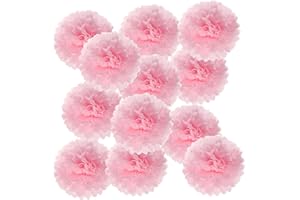 PATIKIL 4inch Tissue Paper Pom Poms, 12PCS Pom Poms Paper Flowers Ball Tissue Paper Flowers for Wedding Bridal Shower Birthda