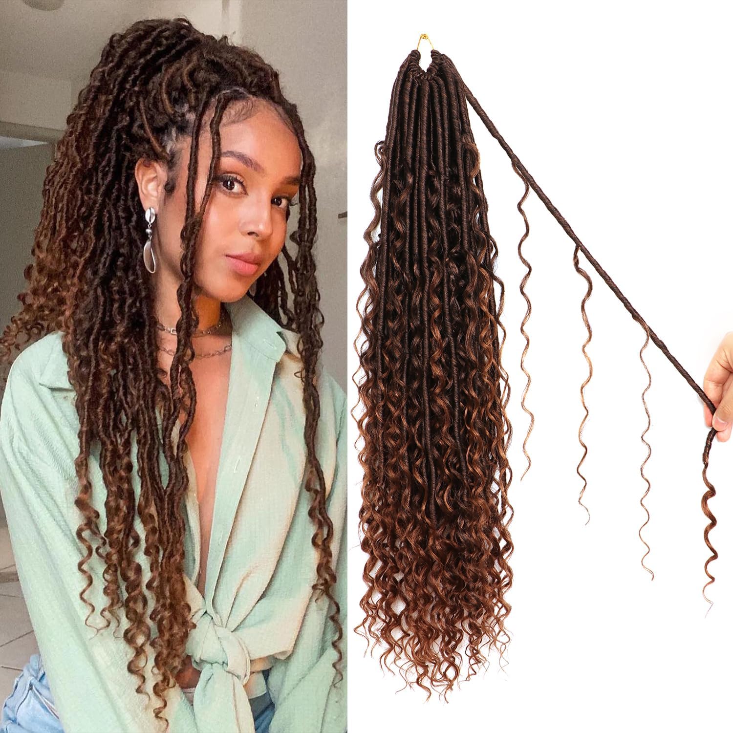 Faux Locs Crochet Hair-Soft Locs Crochet Braids Hair Extensions Goddess Braids Extensions Hair (#T30, 24Inch (Pack of 8))