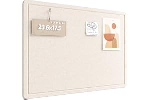 Fluxynara Bulletin Board, 23.6" x 17.5" Cork Board Alternative with 12 Safe Removable Adhesive Tabs, Foldable Felt Pin Board 