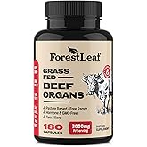 ForestLeaf Beef Organ Supplement - Grass Fed & Pasture Raised - Total Body Wellness & Performance, Organ Complex with 3000mg of Desiccated Beef Liver, Heart, Kidney, Pancreas, Spleen (180 Capsules)