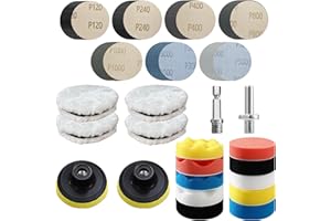 BTBEMO 78Pcs Headlight Restoration Kit,3 Inch Drill Polishing Kit, Wet Dry Sandpaper Drill Sanding Attachment with Buffing Pads for Car Polish,Resin Polish Rotary Tools Attachment (3 Inch 78Pcs)