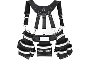 BOMOKS Professional Tool Belt with Suspenders - Comfortable Heavy Duty Construction
