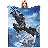 amepay Bald Eagle Snowy Mountain Blanket Gfits for Women Men Kids Flying Eagle Flannel Throw Blankets Soft Fuzzy Lightweight for Home Decor Couch Bed Sofa 60x50 Inches