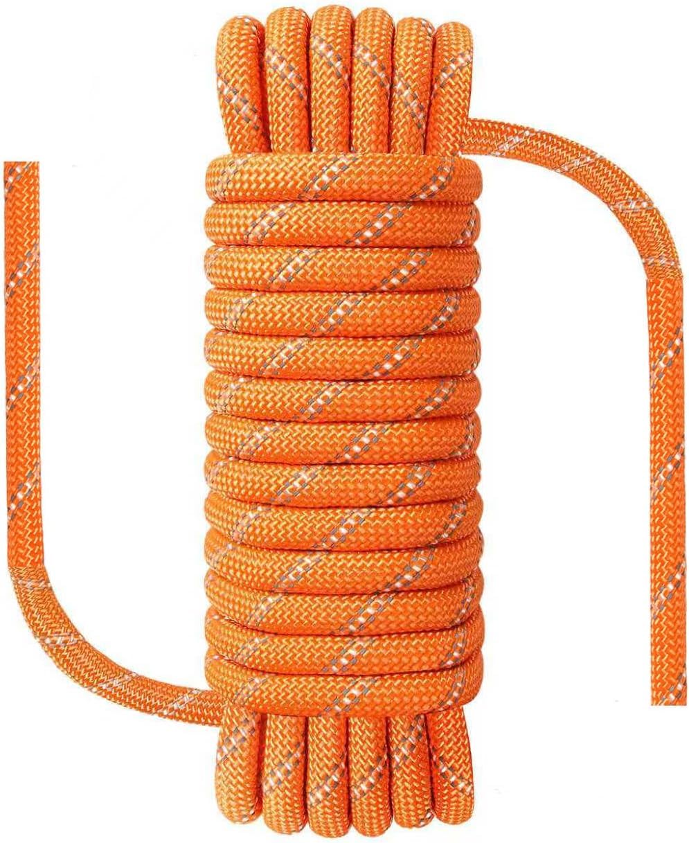 NorthPada 3/8 in (10mm) x 100 ft (30Meter) Static Nylon Heavy Duty Outdoor Climbing Rope for Knotting Practice, Arborist Tree Work, Marine Anchor Boat, Rappelling Emergency, Swing Orange Image