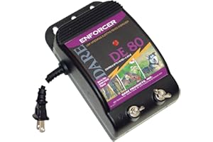 Dare Products Enforcer DE80 Ultra Low Impedance Electric Fence 110V Plug-In Energizer, 0.20 Joules Output, Controls Upto 5 Acres of Clear Fence, Black