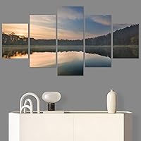 SIGNWIN 5 Panel Canvas Wall Art Modern Art Dramatic Farmhouse/Country Mountain Multicolor Nature Photography for Home Decorations Ready to Hang - 60